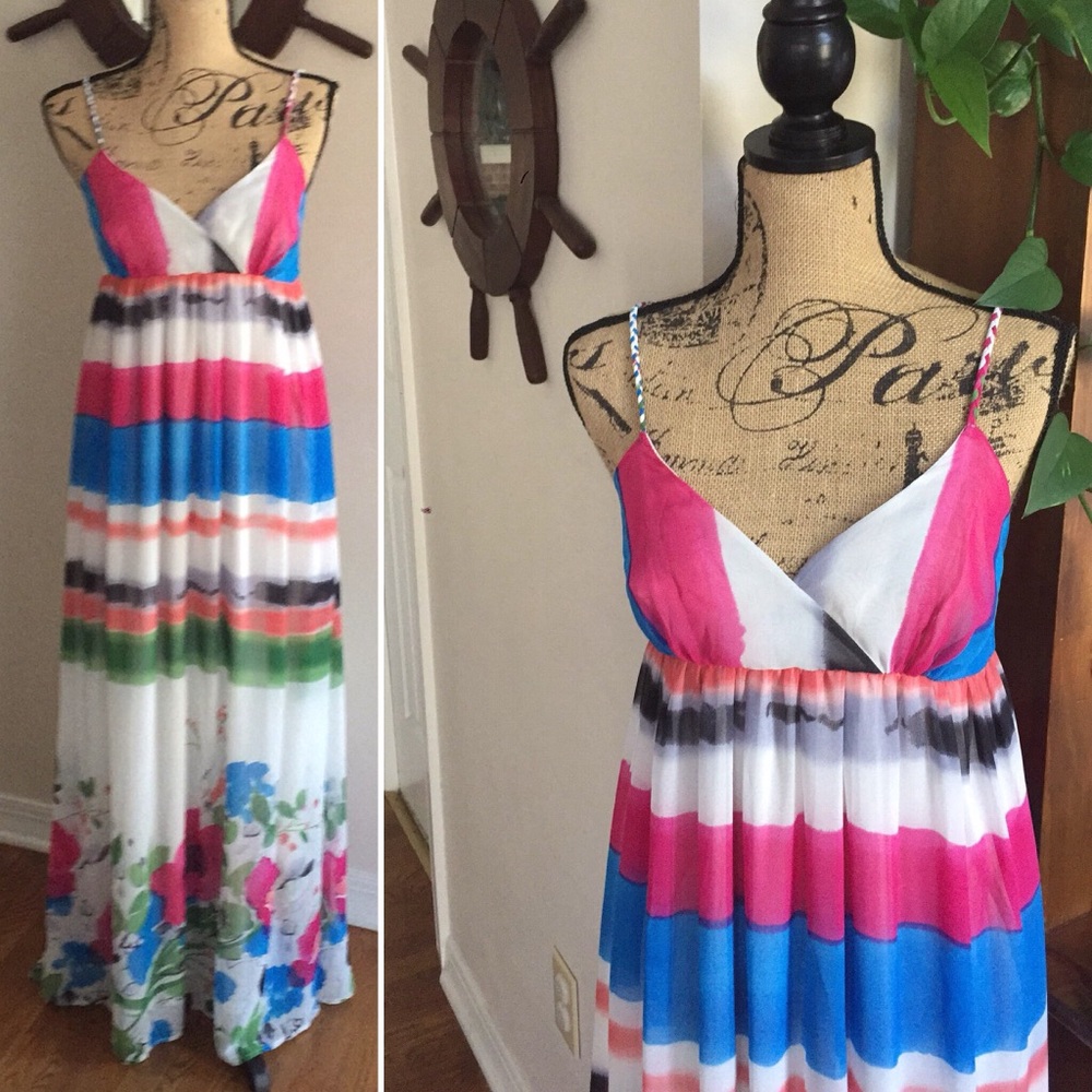 HTF Floral Watercolor Maxi Dress 🌸
